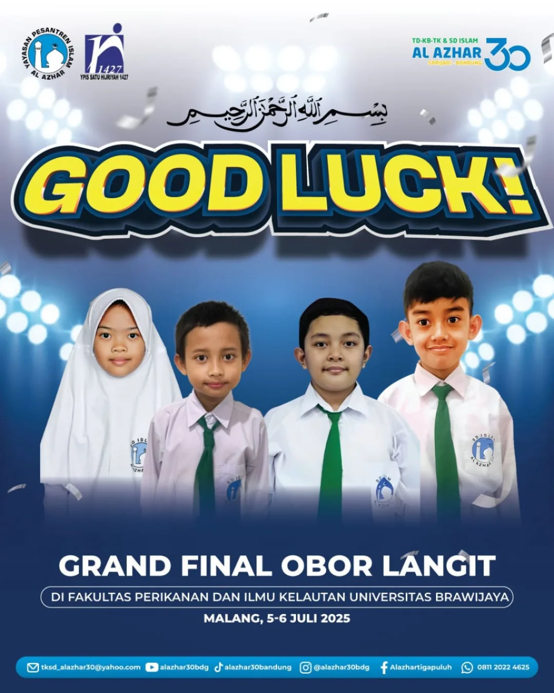 Doa dan Dukungan untuk Murid SD Islam Al Azhar 30 Bandung di Grand Final Obor Langit Universitas Brawijaya