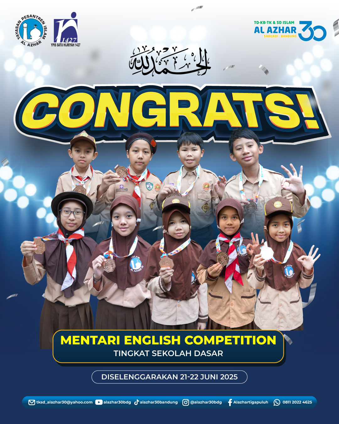 Prestasi Gemilang Siswa SD Islam Al Azhar 30 Bandung di Mentari English Competition 2025!