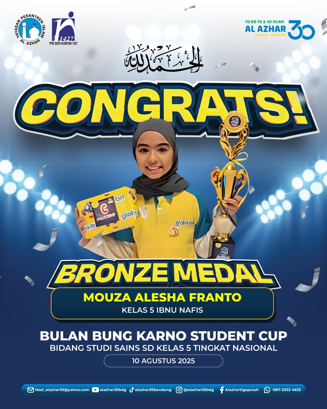 Selamat! Mouza Alesha Franto Raih Medali Perunggu Nasional