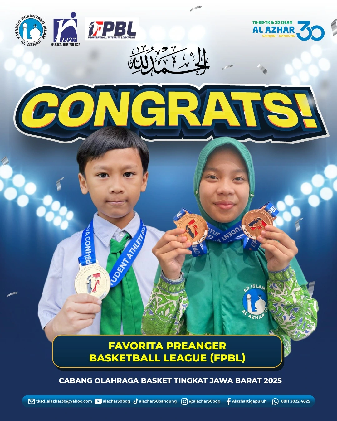 Prestasi Membanggakan! Siswa TK Islam Al Azhar 30 Bandung Raih Juara di FPBL Jawa Barat
