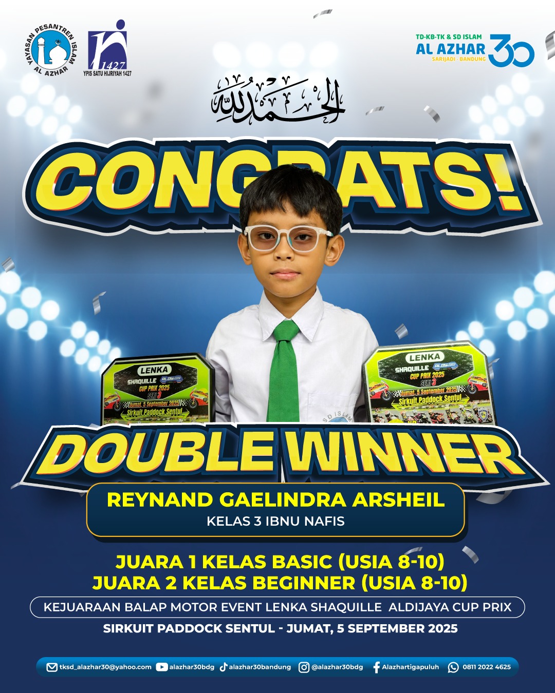Reynand Gaelindra Arsheil Raih Juara 1 dan Juara 2 di Lenka Shaquille Aldijaya Cup Prix 2025
