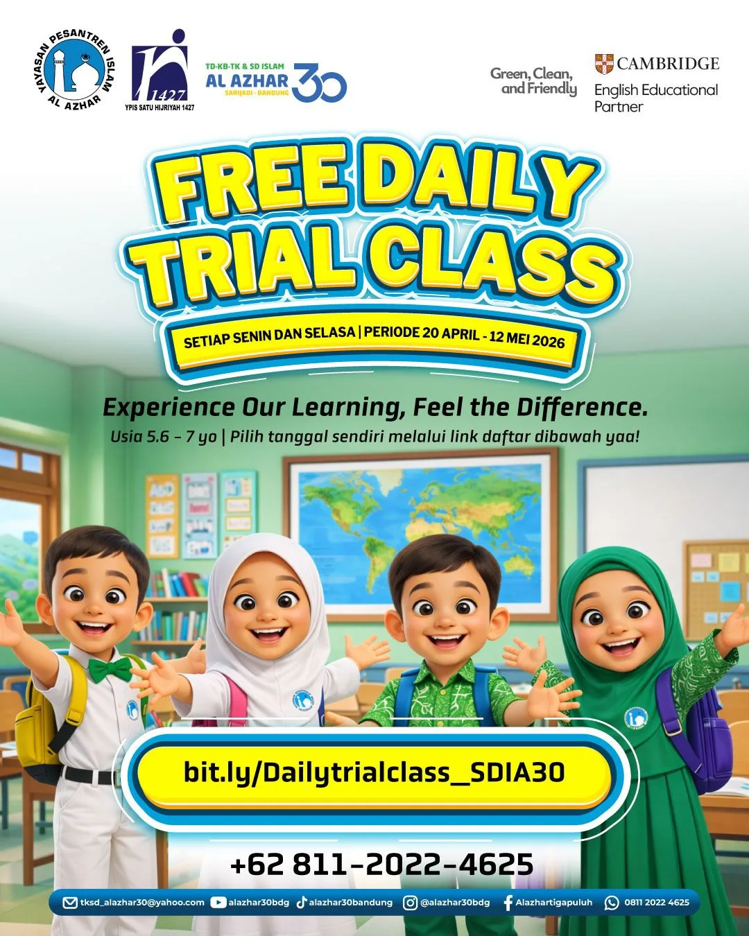 Berikan Pengalaman Belajar Terbaik: SD Islam Al Azhar 30 Bandung Buka Pendaftaran Free Daily Trial Class!