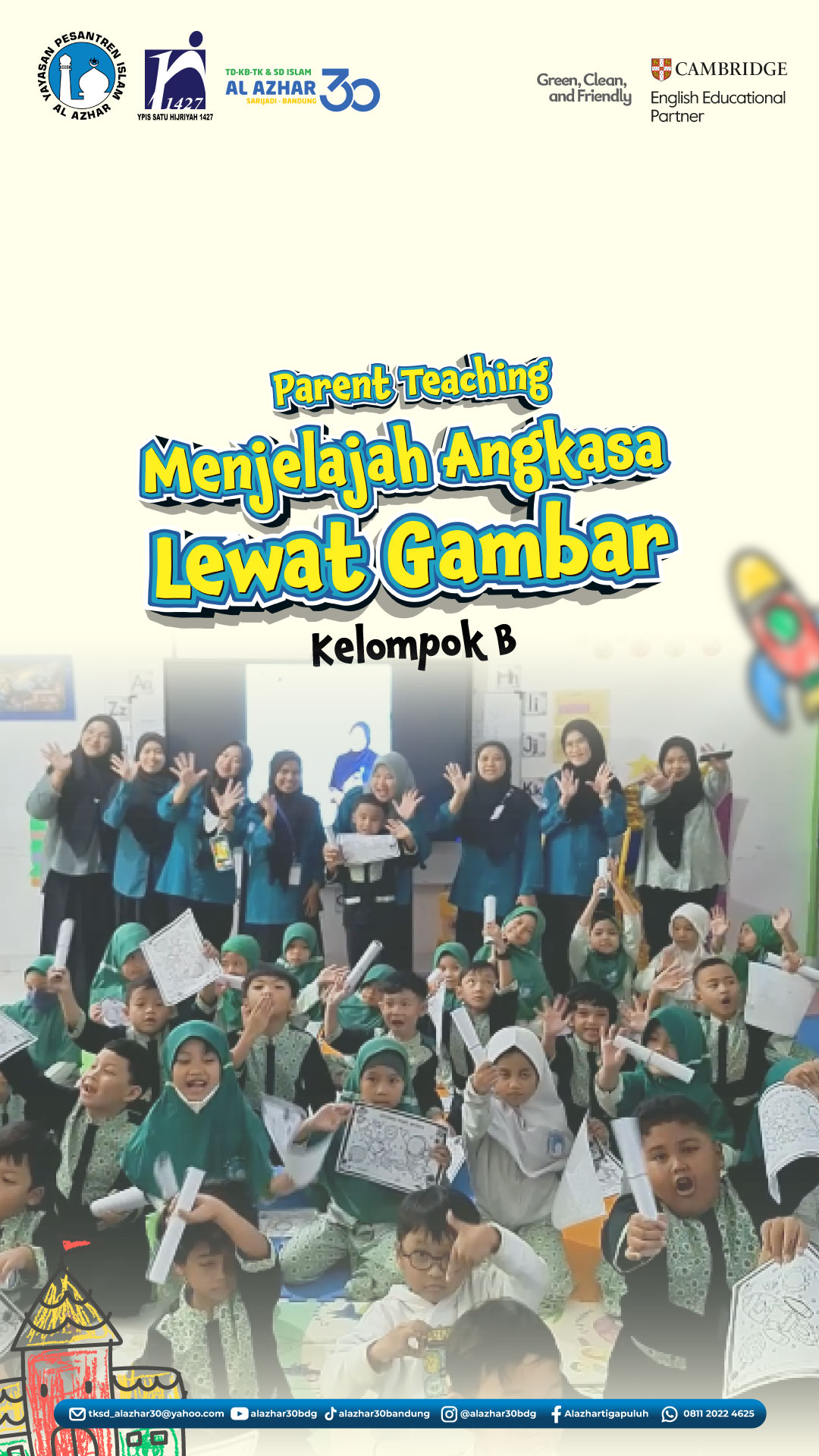 Serunya Parent Teaching TK Al Azhar 30 Bandung: Anak Kelompok B Menjelajah Angkasa Lewat Kegiatan Mewarnai Kreatif