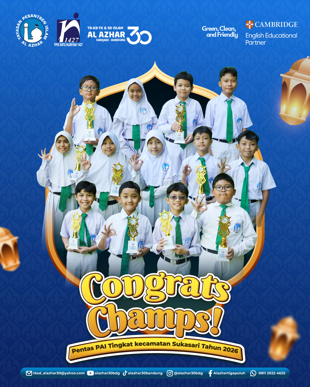 SD Al Azhar 30 Bandung Raih Juara Umum Pentas PAI Kecamatan Sukasari 2026