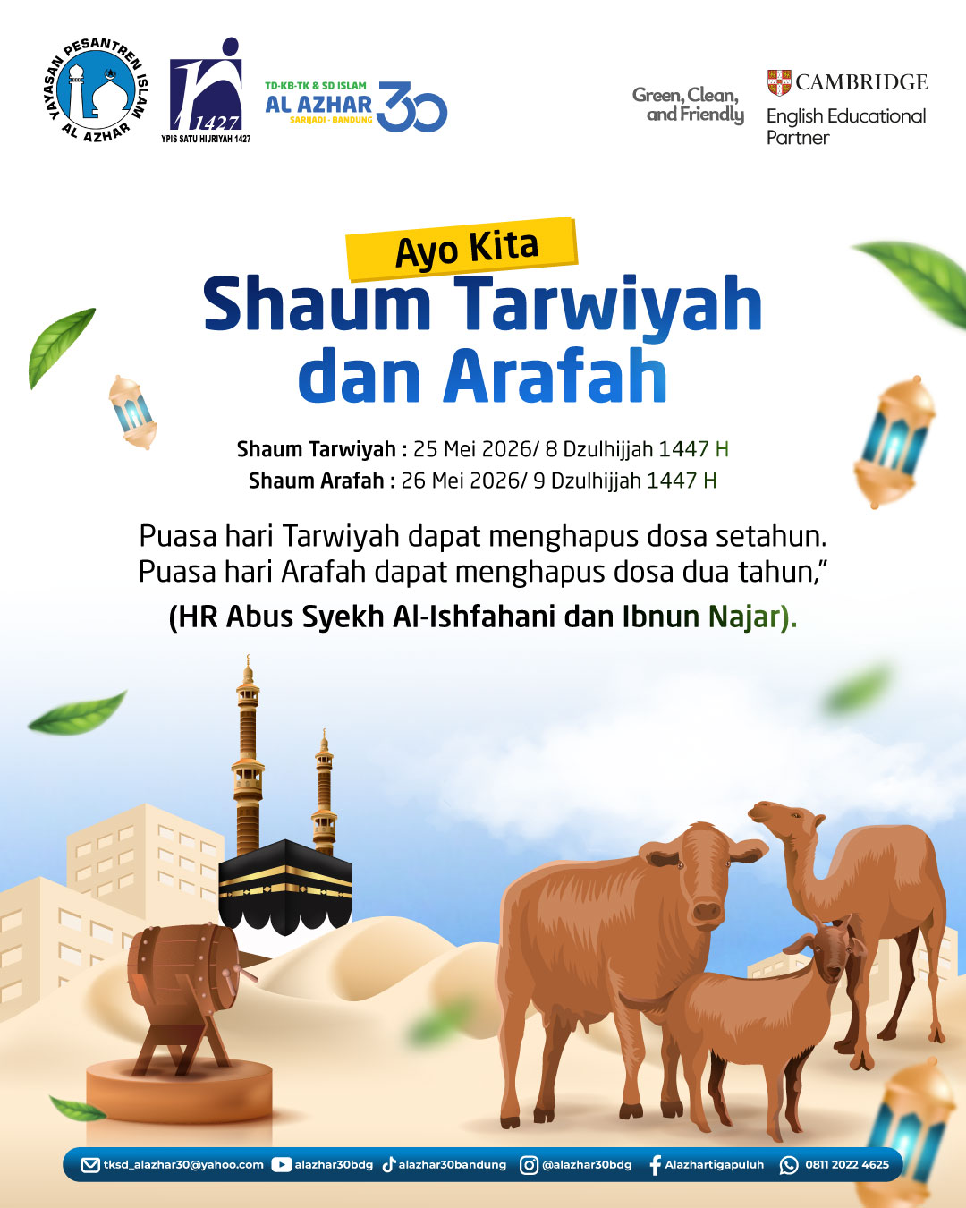 Ayo Laksanakan Shaum Tarwiyah dan Arafah 2026 Bersama Al Azhar 30 Bandung